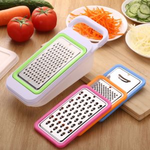 Vegetable Slicer Grater Stainless Steel Multi-function Vegetable Cutter Fruit Cutter Food Chopper Slicer Peeler Set Storage Box（7Pcs）4 Interchangeable Blades - Grater Chipper Julian Chopper