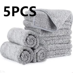 3/5Pcs Bamboo Charcoal Fiber Cleaning Dishcloth Microfiber Kitchen Towel Set Bamboo Fier Towels for Kitchen Napkin Soft Dish Cloth Absorbent Cleaning Cloth Rags