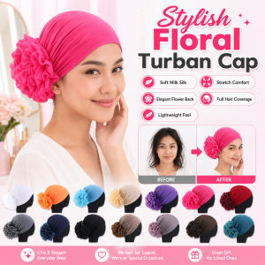Inner Sanggul Lace Rosette Milk Silk Turban Hat Premium Cotton Lightweight Design Chic Headwear For Women 牛奶丝盘花头巾帽