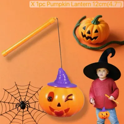 BIN LU Large 6-Piece Halloween Bucket Set - Features Pumpkin Halloween Basket Pumpkin Basket for Kids & Pumpkin Basket for Halloween Decorations Set Paired with Pumpkin Decorations Spider Web Decoration & Halloween Party Decors