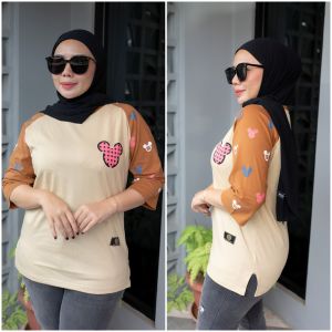 Atasan Kaos Oversize Lengan 3/4 MICKEY MOUSE FST Bahan Katun Kombet 20s Blus Jumbo REALPICT