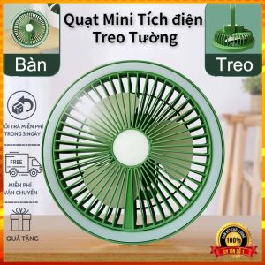 Quạt Mini Tích điện Treo Tường để Bàn 3 Tốc độ Gió Nhỏ Gọn Thiết Kế Sang Trọng Quạt Bàn Văn Phòng - LAMJAD STORE