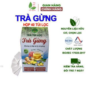 Hộp 40 gói trà gừng túi lọc Bảo Khang lưu thông máu giải cảm cho người huyết áp thấp tốt cho tiêu hóa