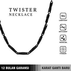 [bisa COD] Emrys Necklace TWISTER Real Titanium Anti Karat Kalung Titanium Pria Wanita / Sierra Kalung Limited Beragaransi