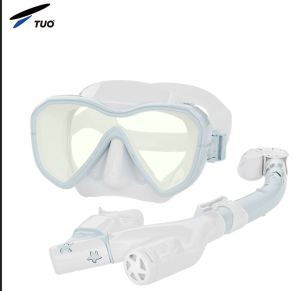 Bộ kính lặn ống thở POPO TUO với 2 van ngăn nước 100% mắt kính cường lực cho bé từ 6 tuổi
