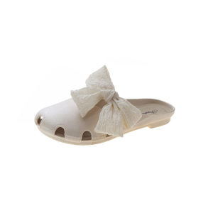 Free Shipping New Style WomenS Flat Sandals With A Closed-Toe Design Fashionable And Comfortable Featuring A Bow Detail