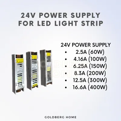 12V 24V Power Supply LED Driver for LED Strip Light | Goldberg Home