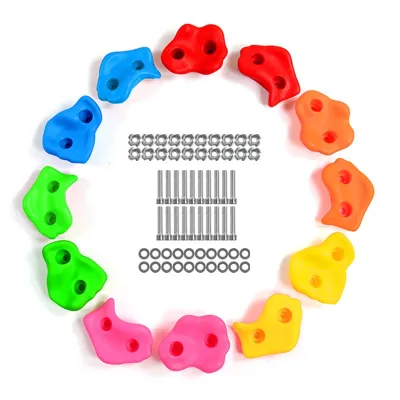 12Pcs Kids Rock Climbing Toys Indoor/Outdoor Climbing Rock Children Plastic Wood Wall Stones Hand Feet Holds Grip Kits攀岩