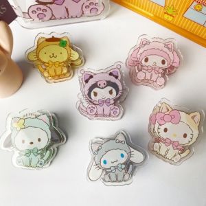 Cartoon Sanrio Acrylic Clips Cute Hello Kitty Kuromi My Melody Pochacco Folder Data File Clip Office School Stationery Supplies