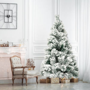 1.5m Christmas tree home decoration encrypted luminous small falling snow tree package large flocking tree home accessories