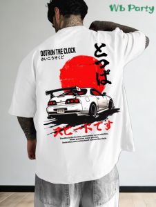 Mens T-Shirts Japanese Drift Car 3D Print Y2k Streetwear Summer Harajuku Short Sleeve Tops Casual Loose Fashion Y2k Clothes Man
