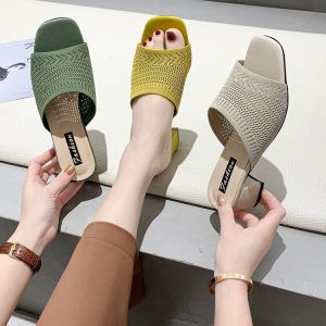 [Free Shipping] Mid-Heel WomenS Summer Sandals New Korean-Style  Slip-On Fashion WomenS Sandals Summer Sandals for Women