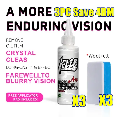 Free Sponge 🚗2-in-1 Oil Film & Water Stain Remover🚗 Oil Film Remover | watermark remover car glass Crystal Clear Glass in 1 Second Glass Polishing Compound Long-Lasting Effect for 50 Years glass cleaner car glass oil film remover 玻璃油膜去除