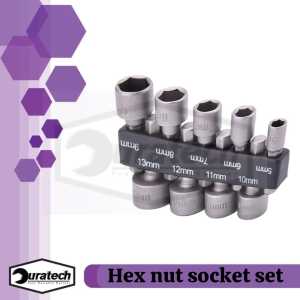 Cykat Hexnut Baut Roofing Set 9 Pcs - Adaptor Mata Bor Skrup Mata Roofing Hex Nut Set 5MM 6MM 7MM 8MM 9MM 10MM 11MM 12MM 13MM Mata Socket Set Bor - Kunci Sok Shock Mata Bor Hex Nut Driver Set - Drilling Hex Nut Mata Roofing Set 9 PCS