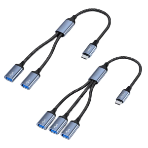 USB C Splitter 2/3พอร์ตถ่ายโอนข้อมูลชาร์จสำหรับแท็บเล็ตสมาร์ตโฟนอะลูมินัมอัลลอยอะแดปเตอร์