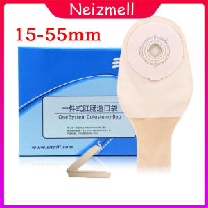 10pcs One-piece System Colostomy Stoma Bag Pouch Ileostomy Ostomy Bag Cut Size 20mm-55mm Beige Cover