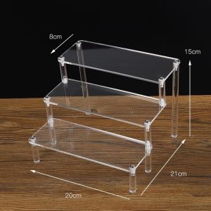 【Local delivery】 Action Figure Acrylic Display Stand Cupcake Stand Display Riser For Toy Model Doll Cosmetic Nail Polish Figurine Acrylic Toy Storage Figure Display Rack Jewelry Stair 3-Tiers-Acrylic-Rack