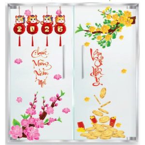 (HCM) Decal dán kính trang trí tết xuân Bính Ngọ 20 Binbin TTT20 decor văn phòng nhà h