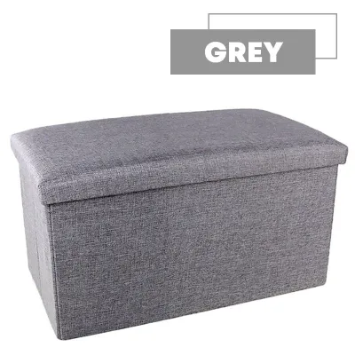 2 in 1 Sofa Stool Cotton Linen Fabric Foldable Shoe Bench Foot Rest Storage Box Kotak Simpanan for Living Bedroom Home
