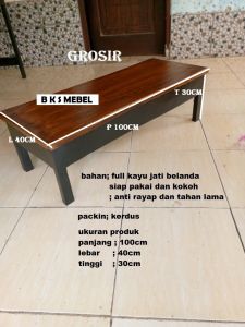 TERMURA meja lesehan kayu jati belanda siap pakai kokoh dan tahan lama panjang 100cm lebar 40cm tinggi 30cm hitam coklat