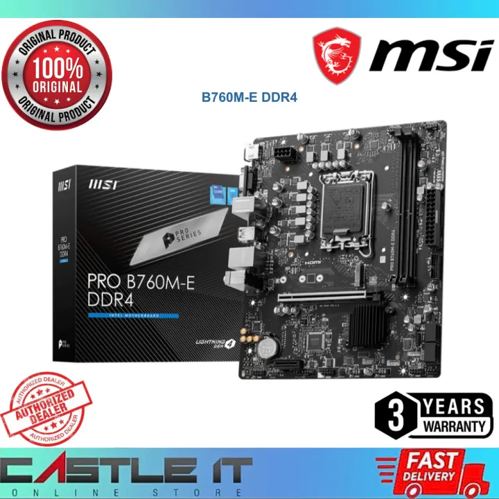 MSI PRO B760M-E DDR4 LGA1700 mATX Motherboard Intel 12th 13th 14th Gen Budget Build Ready