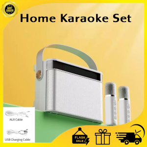 SG【READY STOCK】Wireless Karaoke Speaker With Karaoke Bluetooth Microphone Home KTV Karaoke Machine RGB Light Portable