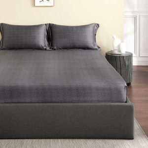 Palais Suite TENCEL™ Heather White Lined Fitted Sheet Set