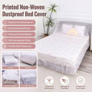JMY Printed Non Woven Dustproof Bed Cover Mattress Protector Soft Breathable All Season Bedroom Bedding Accessories