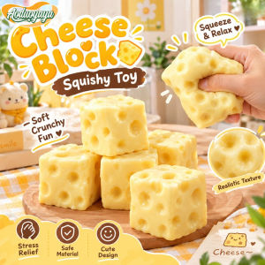 Aoduoyaya Cheese Block Crunchy Squishy Handmade Stress Relief Squeeze Slow Rising Squishy Toys for Girls Gift