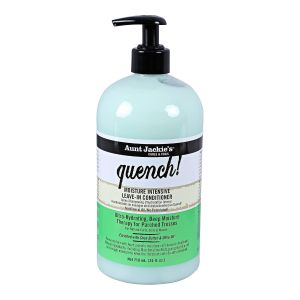 Aunt Jackies Curls and Coils Quench Large 24oz Family Sized Pump Moisture Intensive Leave-In Hair Conditioner for Natural Curls Coils and Waves Enriched With Shea Butter Green…
