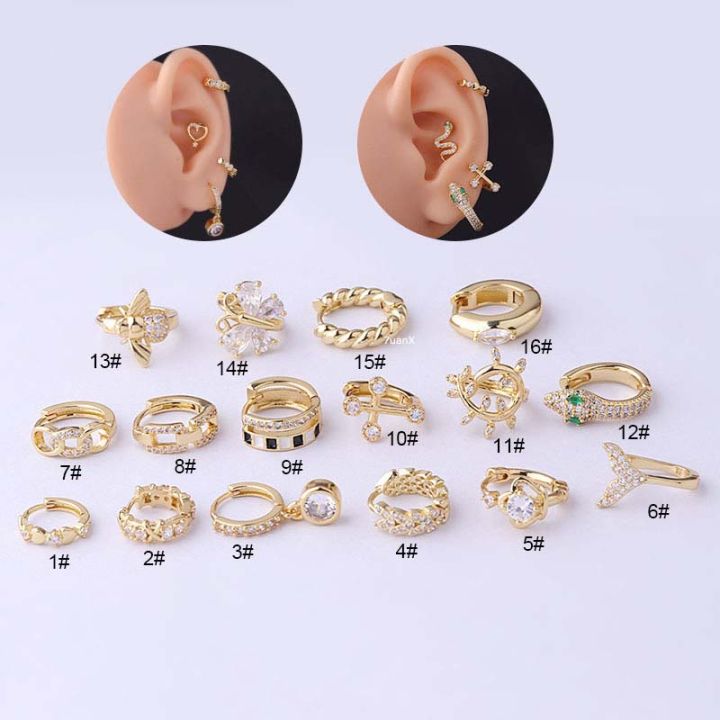 Piece Hoop Cartilage Earrings Helix Rook Piercing Piercing Cross