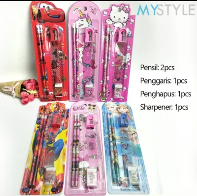 ALAT TULIS PAKET PENSIL PENGHAPUS PENGGARIS KARAKTER