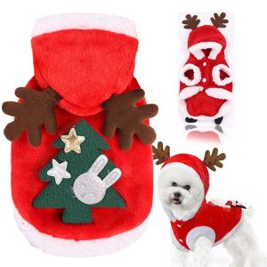 SZXBOGS Warm Puppy Outfit Santa Costume Pet Clothes Kitten Hoodie Cat Clothes Dog Clothes