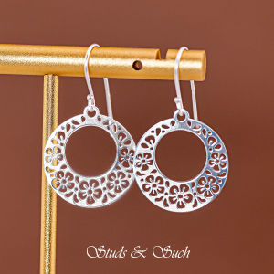 [Studs & Such] 925 Silver Laser Cut Flowers Drop Earrings
