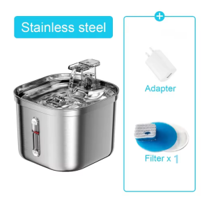 HATELI Cat Water Fountain Stainless Steel Pet Water Fountain Ultra-Quiet Pump 2.2L/73oz Automatic Dog Dispenser Water Bowl for Multiple Pets Water Fountain