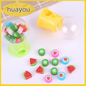 huayou Cute Mini Gashapon Machine Design Erasers Cartoon Fruit Rubber Erasers Kids Kawaii Stationery Correction Tool Office Supplies