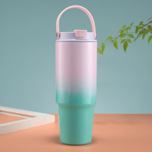 Hourser 900ML thermos flask with straw Large Capacity Stainless Steel High temperature resistant vacuum cup Portable Double Layer Insulation Mug Cup