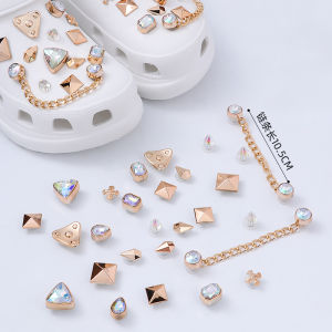 26Pcs/Set Crocs Charms Shoe Buckle DIY Crystal Diamond Decoration Alloy Chain Gemstone Butterfly Shoe Flower for Crocs
