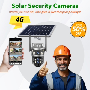 Solar CCTV Camera Powered 4G V380 Pro Dual Lens Camera PIR Human Detection Night Vision Waterproof