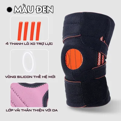 Băng Quấn Bảo Vệ Khớp Gối Silicon Velcro Ổn định xương bánh chè Có thể điều chỉnh Bó Gối Lò Xo Trợ Lực Thể Thao