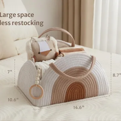 SG EmmAmy® Foldable Baby Diaper Basket Storage Bag Newborn Cotton Rope Woven Diaper Bags Mummy Bag