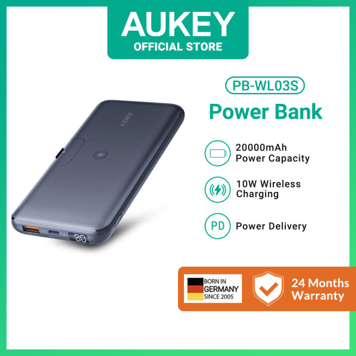 AUKEY PB-WL03S 20000mAh 20W PD QC 3.0 Wireless Charging Powerbank with ...