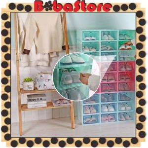 ⭐Bobastore⭐ R131 Kotak Sepatu Lipat Box Serba Guna Transparan Tempat Penyimpanan Sandal Pria / Wanita