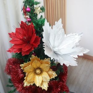 NALANILI 50cm Hoa giả Đầy màu sắc 3D Trang trí cây giáng sinh Lớn Khổng Lồ Đạo cụ ảnh Trang trí cửa sổ