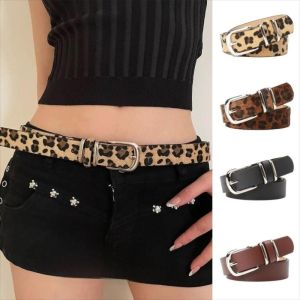 NOVELLEO Plush Leopard Print Belt Y2K Metal Buckle PU Leather Waist Belt Retro Hip-hop Waistband Dress Decoration