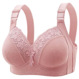 Women Bras 4 Hook Wireless Plus Size 36-46 BC Cup Floral Lace Full Cup