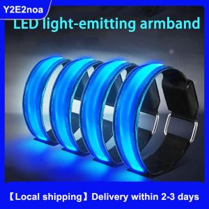 Y2E2noa LED Luminous Night Running Safety Outdoor Reflective Arm Band 32CM x 2.5CM Nylon Webbing + LED Electronics Flashing Mode: Long On/Fast/Slow Night Running Outdoor Durable