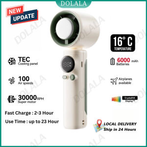 DOLALA 23H Turbo Cool Mini Fan with LED Display High-Speed Adjustable Handheld Cooler with 6000mAh Battery