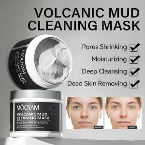 MOOYAM Masker Lumpur Vulkanik & Asam Hialuronat 120g  -  Masker Pembersih Komedo dan Jerawat