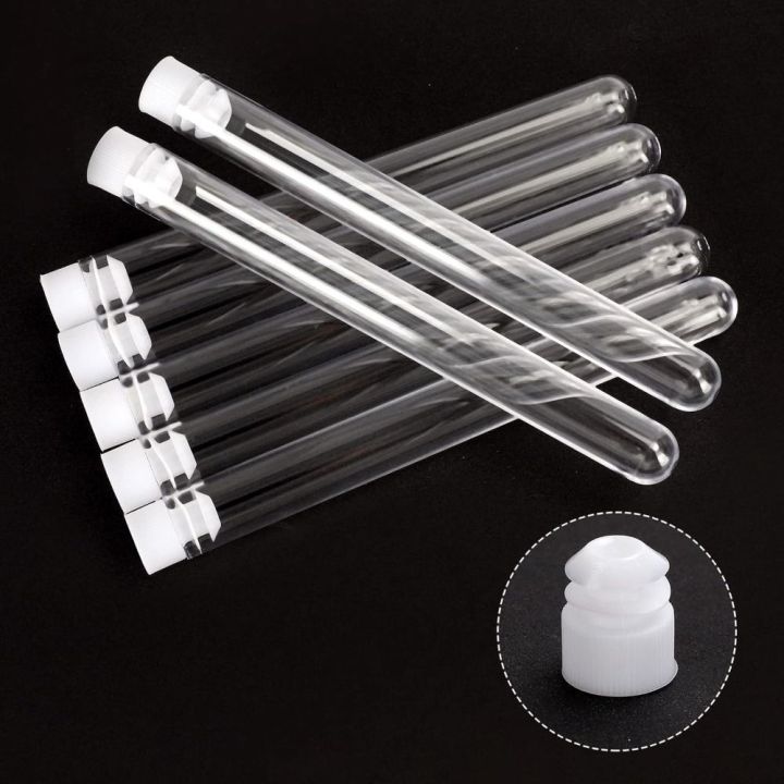 DSIUY 10pcs Transparent Plastic Test Tubes with Caps 16x150mm 25ml Test ...